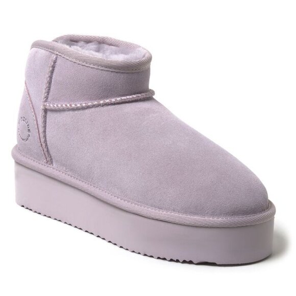 Fireside Dearfoams Kingston Genuine Shearling Platform Bootie Size 8 Lilac NEW - Picture 1 of 16